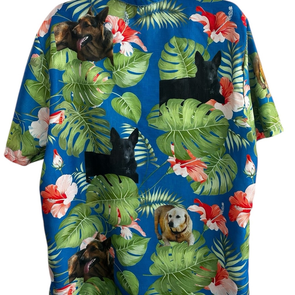 Hawaiian Shirt Dog Print Tropical Aloha No Tag Fits Men’s XXL 28x34 - Picture 4 of 5